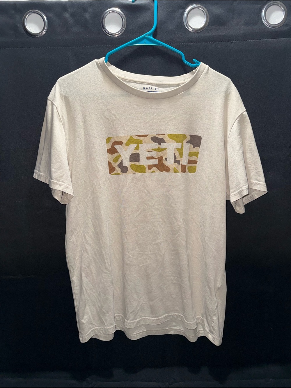 Yeti Cream Short-Sleeve Tee with Camo Logo